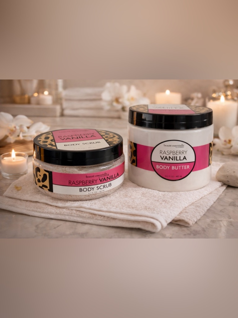 Raspberry Vanilla Body Care Set | Body Scrub + Body Butter Bundle | Hydrating